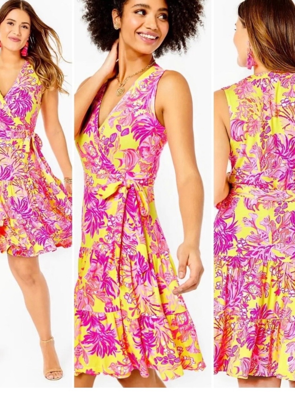 Lilly Pulitzer Folly Floral Wrap Dress – Calla Yellow XL